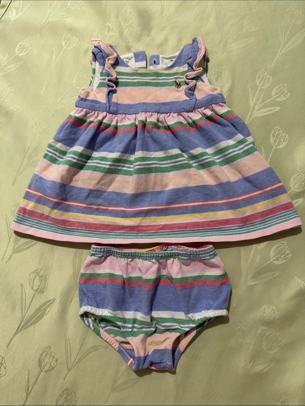 Ralph Lauren Pastel Stripe Dress and Bloomers Baby 3M- SEE DESCRIPTION